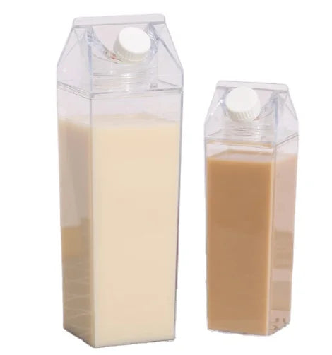 BPA Free 500ml 1000ml Plastic Clear Pink Transparent Acrylic Milk Carton Water Bottle