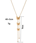 ODM Hot Sale Stainless Steel 18k Gold Plated Sanded Non Fading Waterproof Fashion Butterfly Charm Necklace