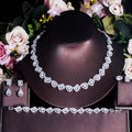2024 New AAA Cubic Zirconia Diamond Alloy Wedding Anniversary Engagement Costume Jewelry Set Women Earrings Necklace Bracelet