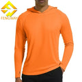 Custom Men's UPF 50 Long Sleeve Hoodie UV-Proof Polyester T Shirt Solid Sun Protection for Fishing Rash Guard Customizable Tops