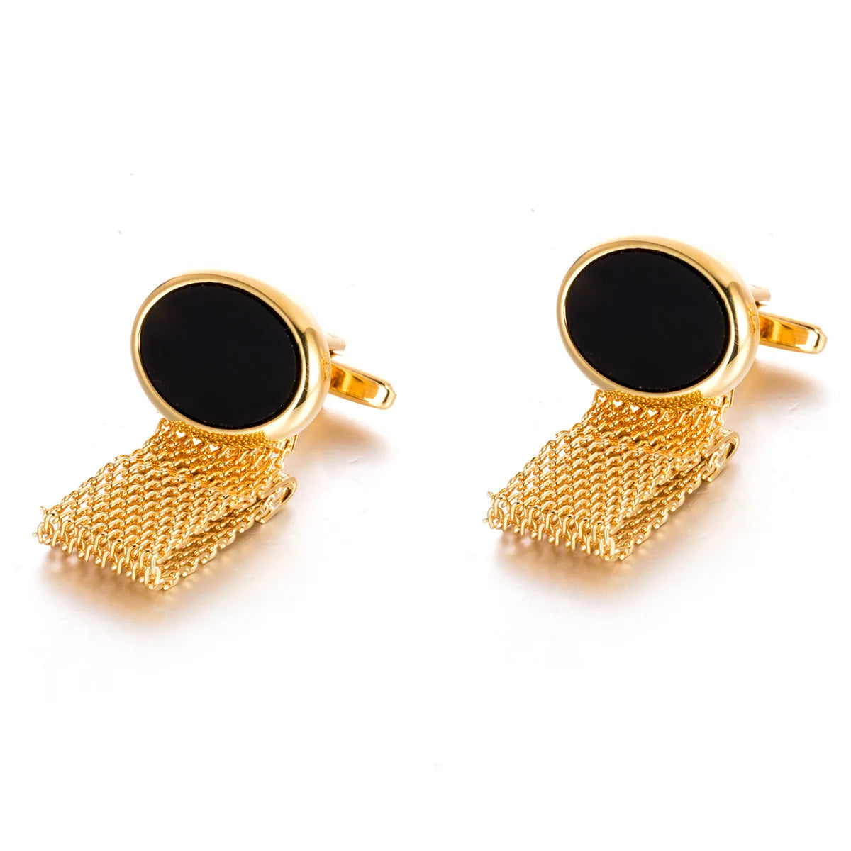 Wholesale Black Agate Stone Chain Premium Cufflinks Custom Mens Suit Shirt Fashion Accessory Wedding Tuxedo Trendy Jewelry Gift