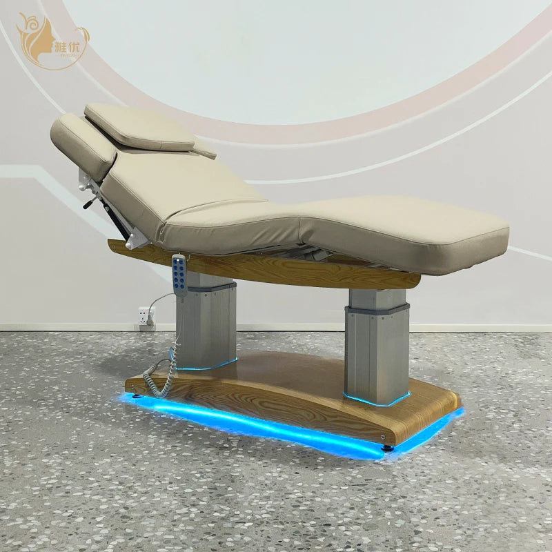 4-Motor Dual Column Massage Bed with Full Tilt and Adjustable Armrests