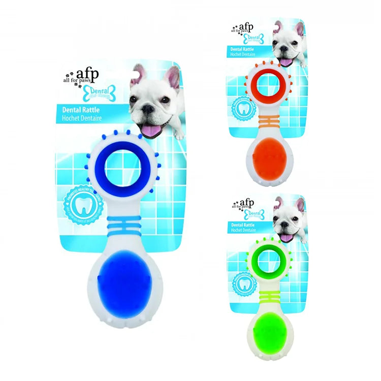 AFP 3 Colors Mixed Durable Cleaning Toothbrush Natural Rubber Indestructible Dog Puppy Dental Rattle Toys for Aggressive Chewers