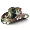 Camouflage Print Woven Paper Beach Summer Wide Brim Travel Sombreros De Paja Sun Cowboy Cowgirl Straw Hat Manufacturer