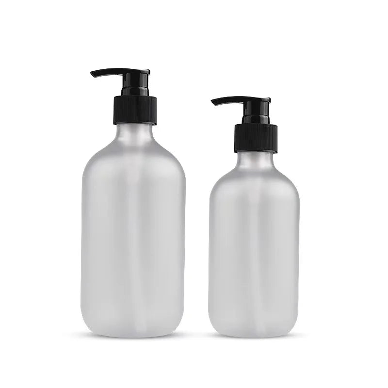 500ml Frosted PET Plastic Cosmetic Press Bottle with Pump Lid for Clear 300ml Shampoo Bottle MOQ 100pcs