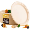 PFAS Free Heavy Duty Eco-Friendly BPI Certified Microwave Safe Dishwasher Safe Compostable Disposable Lid 50/100 Pack 7 Plate
