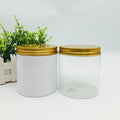 Cosmetic Cream Jar Container 8 oz Pet Plastic Jars with Transparent White Black Gold Lid Cap