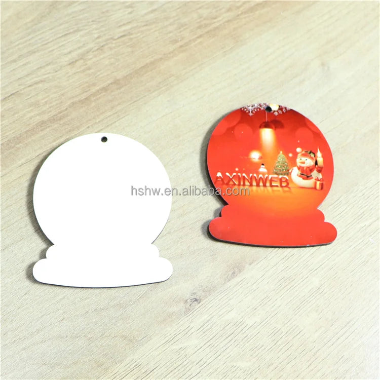 MDFSUB Home Decor Hanging Unfinished Crafts Snow Globe Holiday Gift Tags Sublimation Christmas Tree Ornament Blank 76x63mm