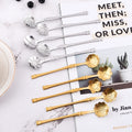 Customized Stainless Steel Tea & Coffee Spoon Set Flatware Cutlery for Desserts for Hotels & Weddings Flower Gold Design