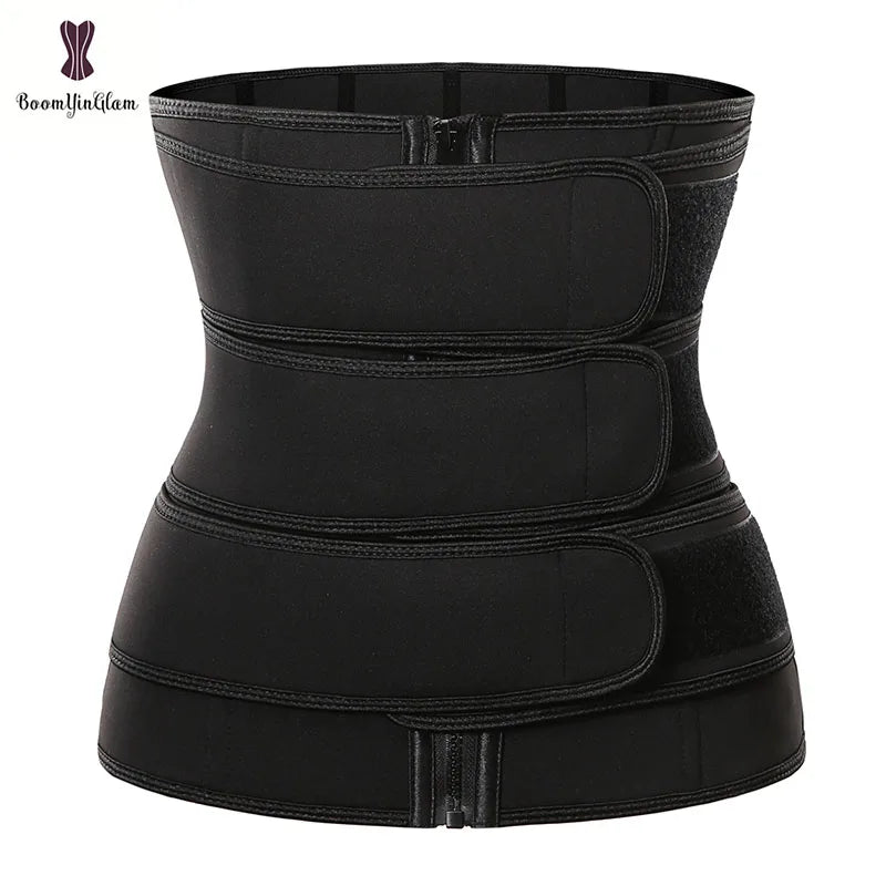 Compression Firm Control Plus Size Body Shaper Waist Wrap Cincher Slimming Tummy Trimmer Triple Straps Waist Trainer