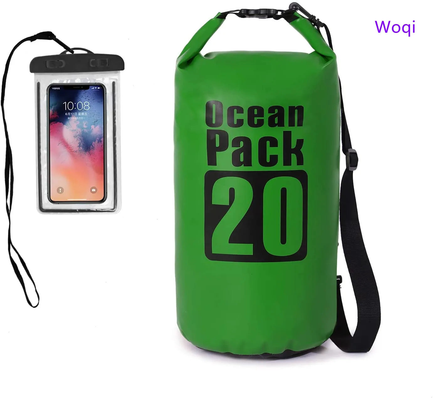 WOQI  Waterproof Dry Bag Backpack Roll Top  Compression Sack Keeps Gear Dry for Kayaking Beach Rafting Boat