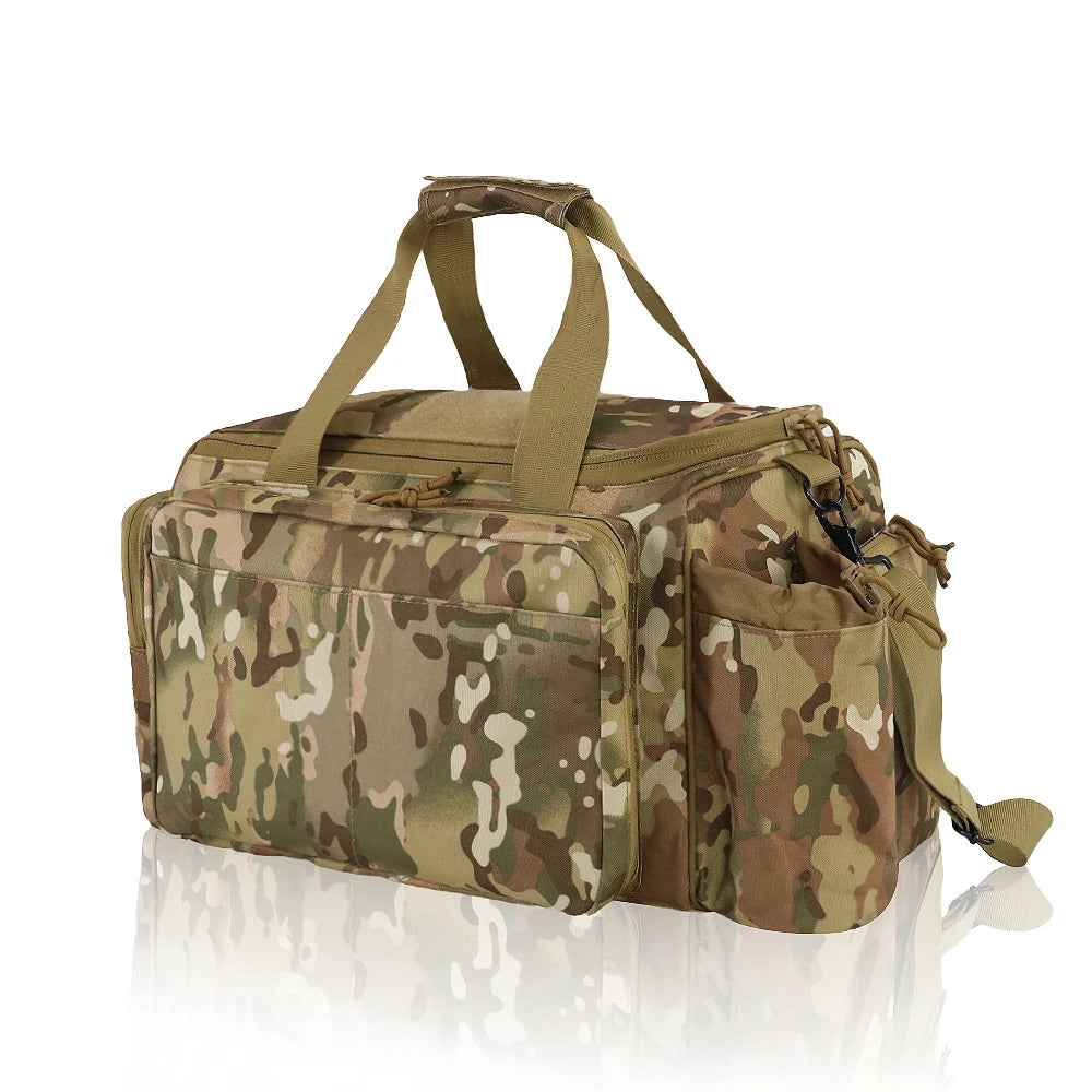 Deluxe Tactical Range Bag with Shoulder Strap 600D Polyester Molle Duffle Messenger Bag for Shooting/Gun Gear/Outdoor Travel