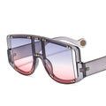 Steampunk Fashion Oversized UV400 Sunglasses One Piece Sports Riding Glasses with Rivet Blue and Gray Frame for Men and Women