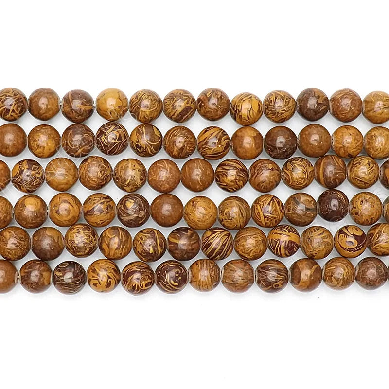 Wholesale Round Calligraphy Jasper Miriam Stone Elephant Skin Jasper Loose Beads Strands for DIY Jewelry Making 4 6 8 10 12mm