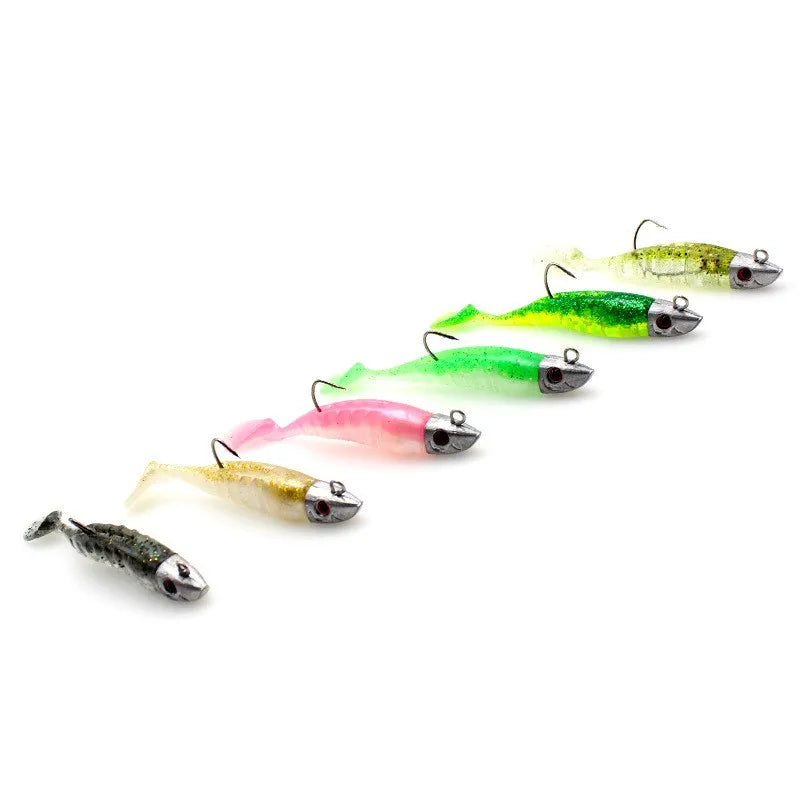 New  8/10/13cm Soft Lures With Lead Jig Head Tackle Hook Silicone Fishing Bait Multi Tail Colors