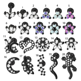Surgical Steel Lip Ring Stud Earring Opal Zircon Flower Ear Tragus Helix Cartilage Labret Piercing Jewelry Stainless Steel Main