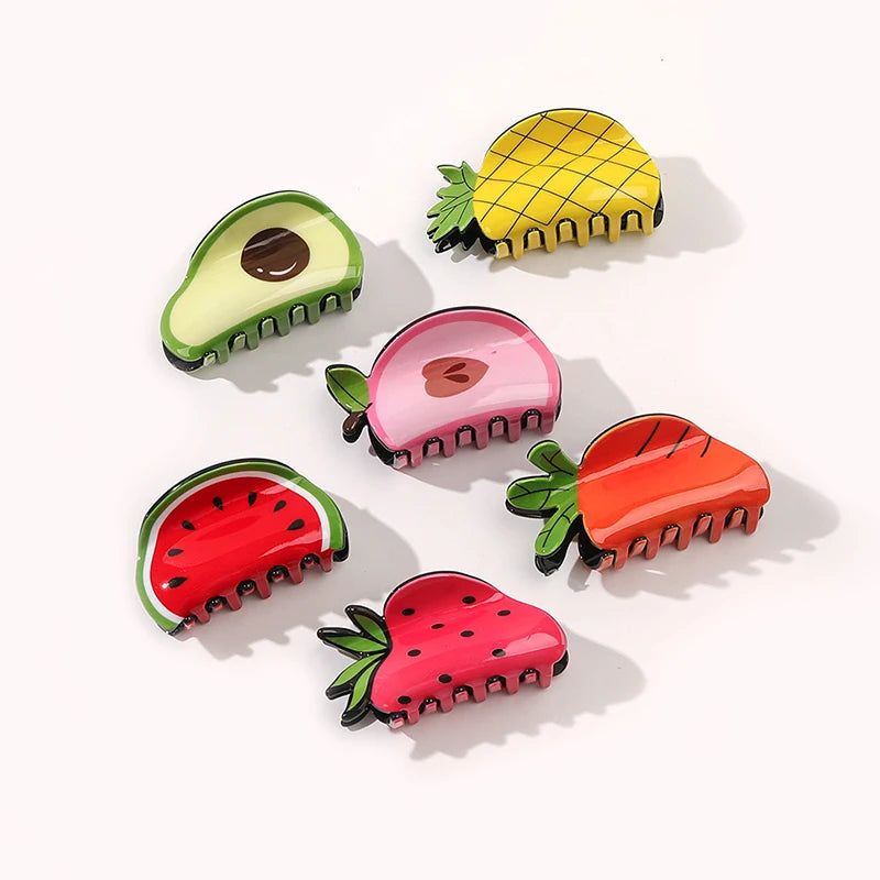 Korean Acrylic Fruit and Vegetable Hair Claw Fashion Simple Hair Claw Clips Summer Cute Plastic Hair Clips Claw for Women