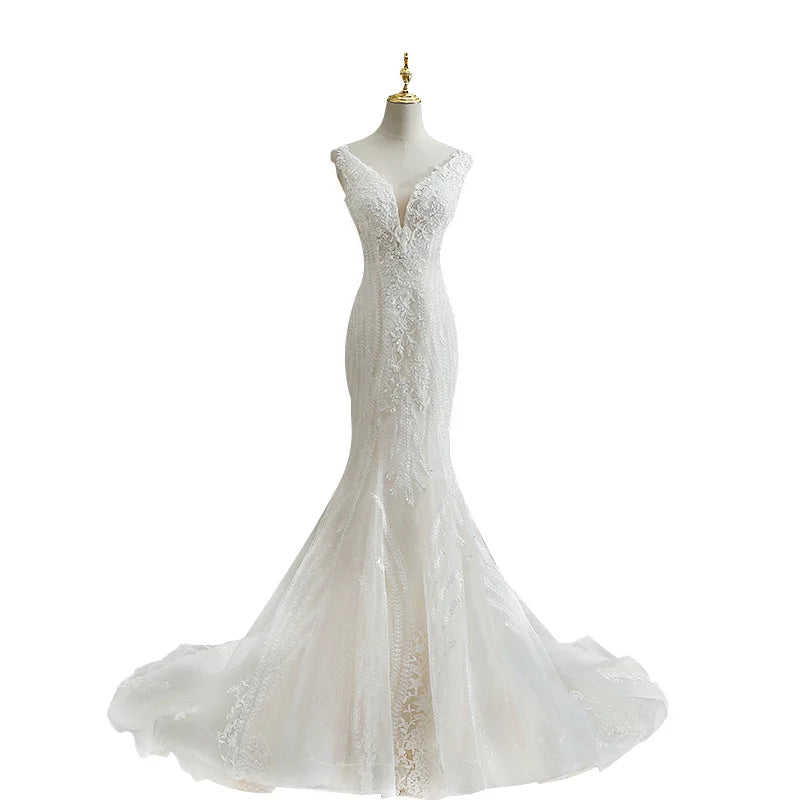 New Fashion Modest Lace Sleeveless 2026 Summer Bridal Gowns Wedding Dress for Women New