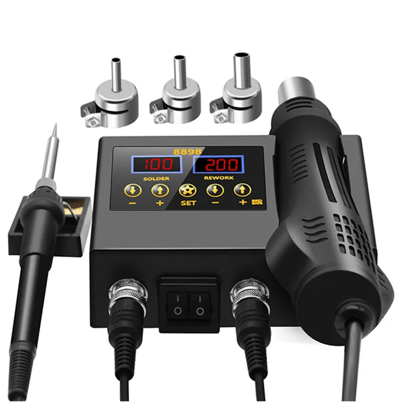 8898 Hot air Gun Soldering Station  2 in 1 SMT  Soldering Stations with Adjustable Temperature and Air Volume