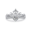 Daidan Crown Ring 925 Sterling Silver Two-In-One Stacking Zircon Crown Adjustable Rings for Women