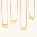 Dingran 111 to 999 Angel Number Necklace Gold Plated Stainless Steel Pendant Necklace for Women