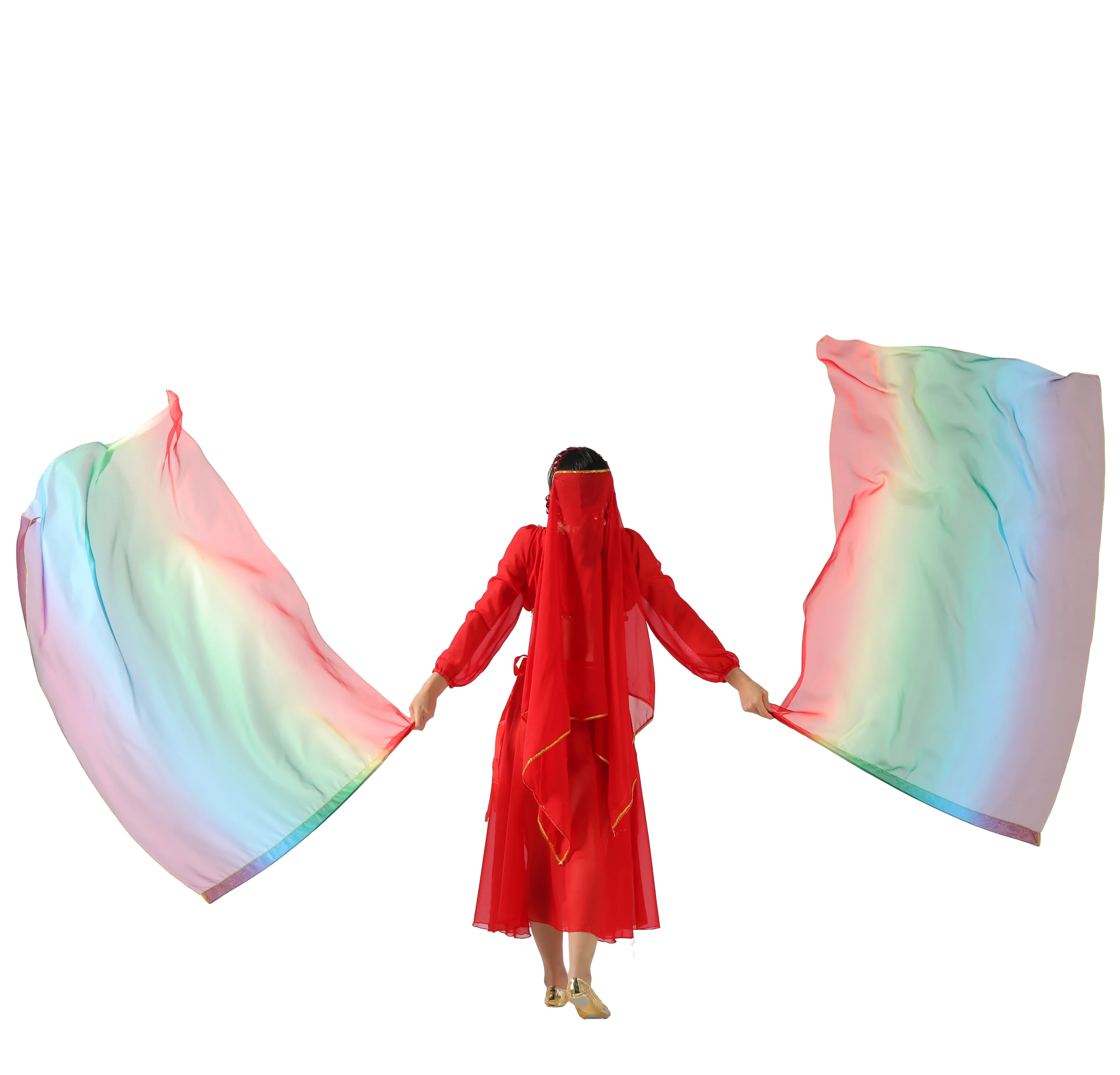 Flowing Chiffon Flag Worship Dance Outdoor Praise Rectangular Flags Performance Wear