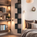 5 Tier Wall Mount Wood Storage Rack Lacquer Finished Black Wooden Collection Display Stand Home Decor with Metal Material