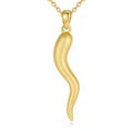 Vintage Style Fashion Jewellery 925 Sterling Silver 18K Gold Plated Lucky Italian Horn Pendant Necklace for Men or Women MegaBDM