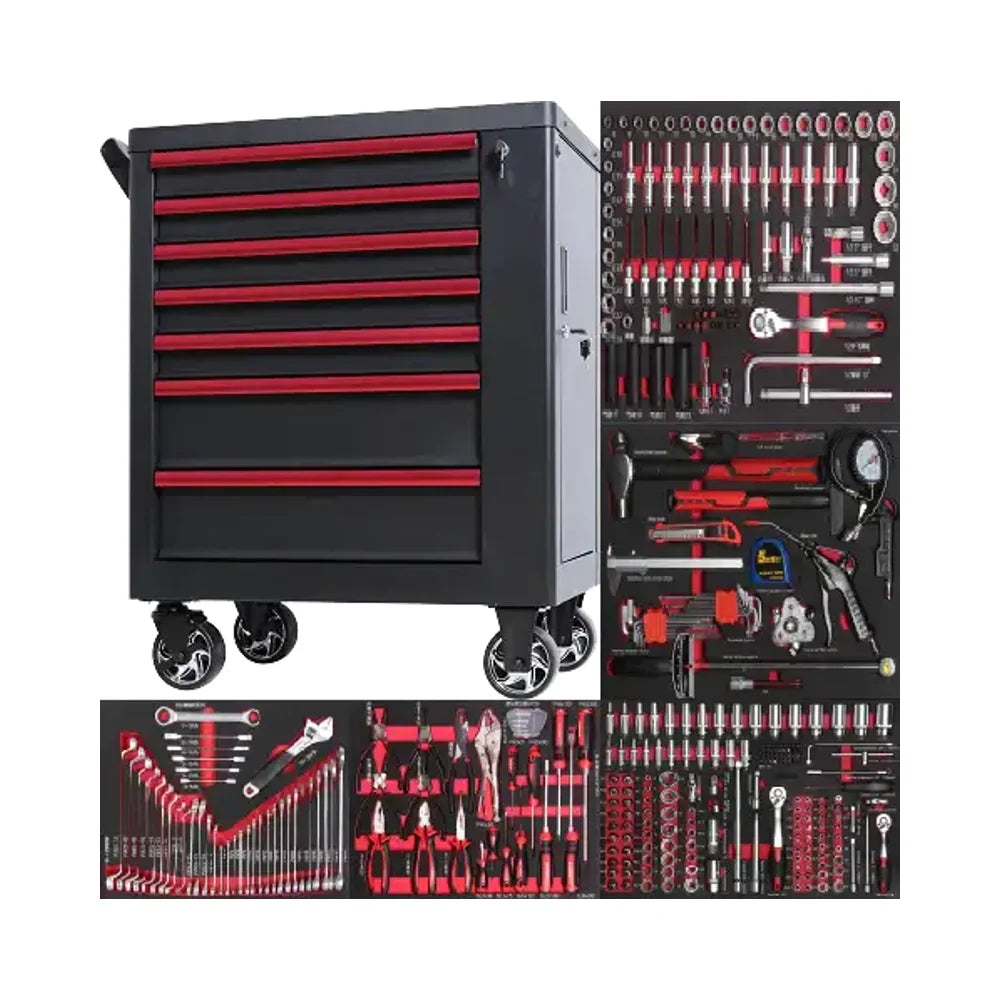 7-Drawer 28-Inch Black Moveable Tool Cabinet Factory ODM/OEM 3 Years Modular System 55kg Steel Iron Storage Cart Workshop Use