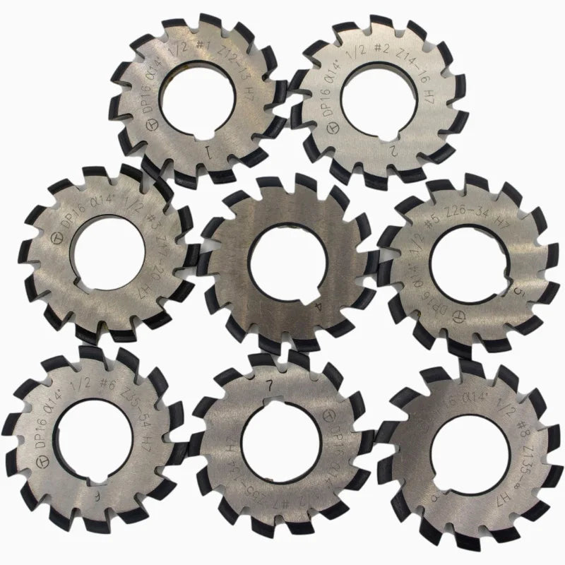 CNC Machines Gear Cutting Tools  HSS DP Gear Milling Cutter 8pcs Set DP16 With PA14.5