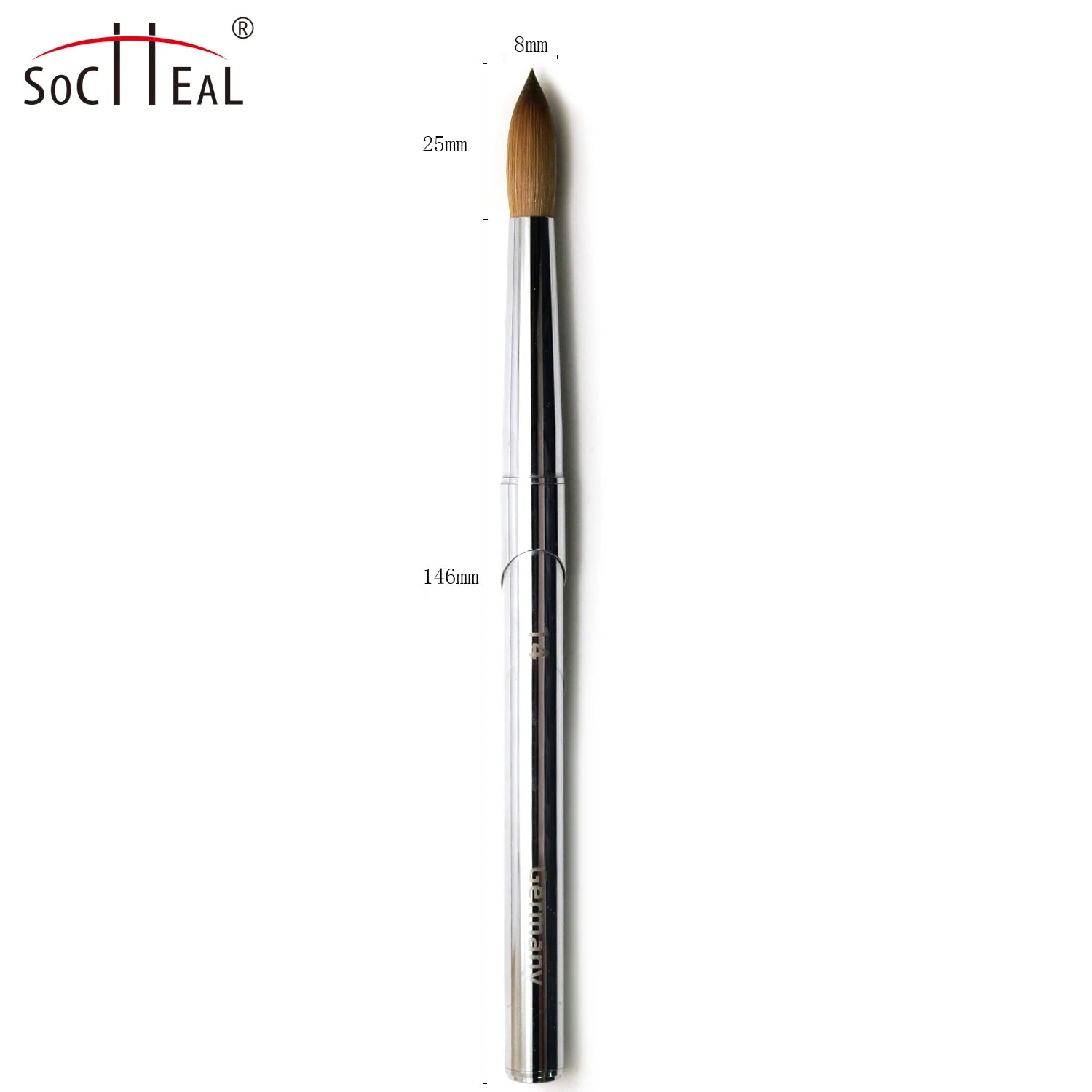 New Design Silver Color Pincel Kolinsky Para Uas 3D Kolinsky Nail Brush Pure Kolinsky Different Sizes Round Type Nail Brush