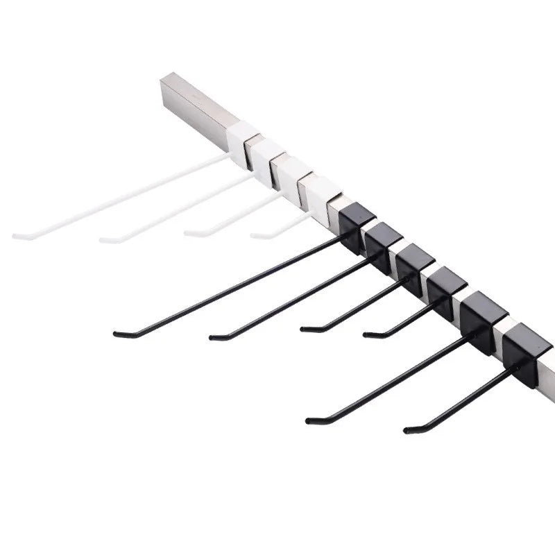 1.5 Line Square Tube Hooks Crossbar Shelves Black and White Plating Card Square Slot Hooks Supermarkets