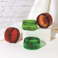 Low Profile Cosmetic Jars 80ml Translucent Green Amber Jars with 89-400 Wide Mouth for Cosmetic Skincare Packaging