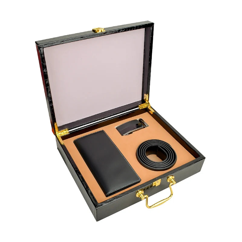 High Class Two-piece Business Set  Leather Wallet Belt New Ideas for Small Business Innovative Product Gifts Set for Men