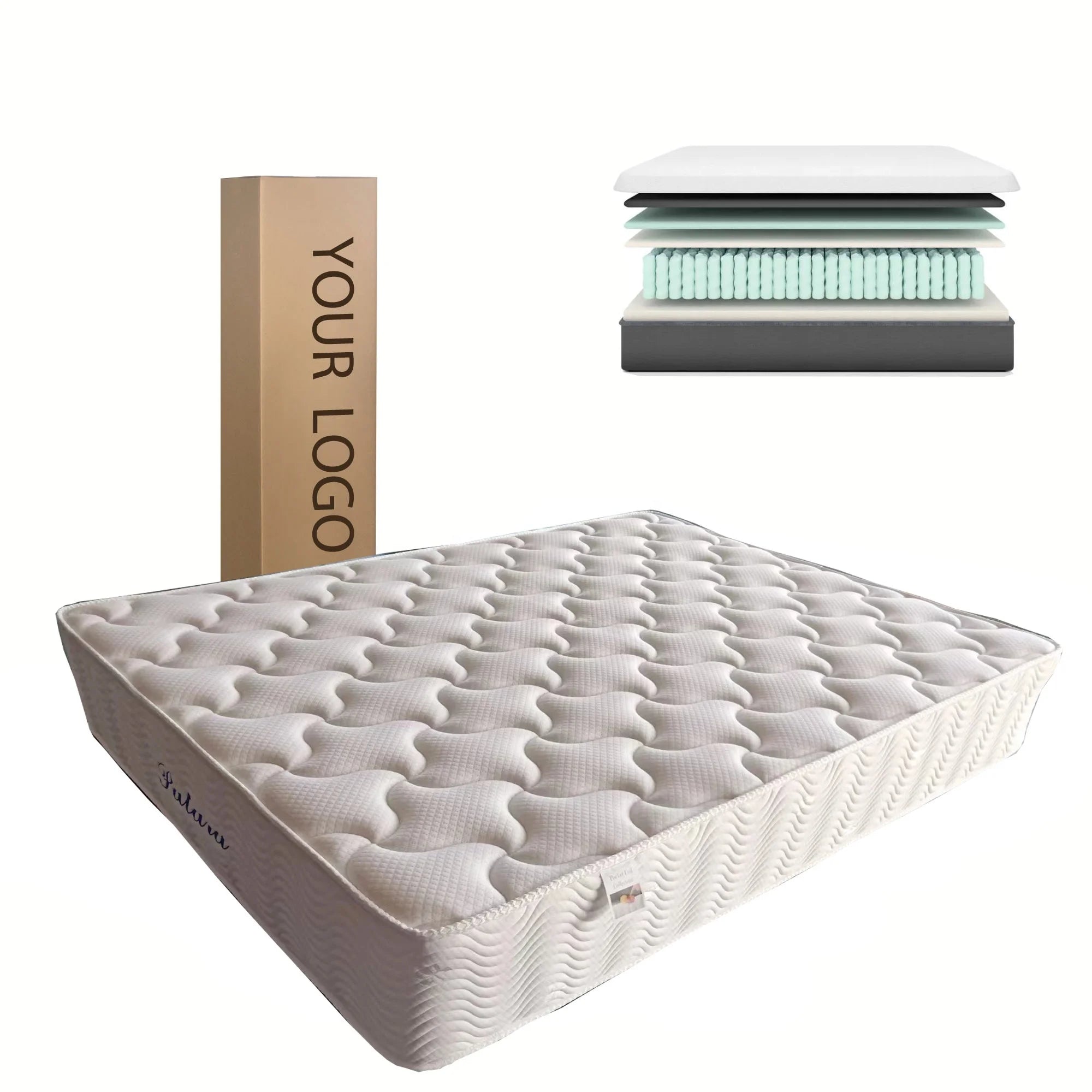 12 Inch Cheap Price Hotel Pocket Spring Mattress Roll in a Box Colchones Enrollable
