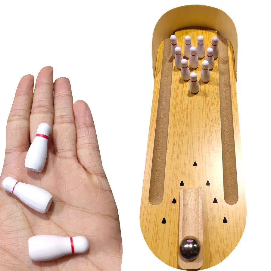 Funny Wooden Bowling Toys Table Game for Party Accessories Wholesale Mini Wood Bowling Sets Gifts for Children