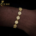 New Fashion Style Mens Jewelry Gift 10mm Gold Plated 925 Sterling Silver VVS Moissanite Diamond 2 Rows Cross Bracelet