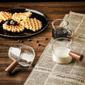 New Products Ideas 2025 Double Spouts Wood Handle 2.5 oz Espresso Coffee Shot Glass Coffee Measuring Glass Cup