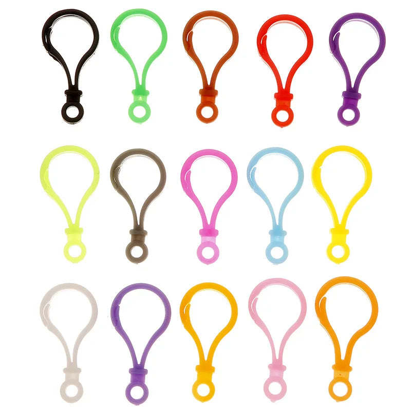 100pcs/bag Multicolor Plastic Clasp Keychain Lanyard Clip Clasp Kids Backpack Doll Plastic Keychain Hook
