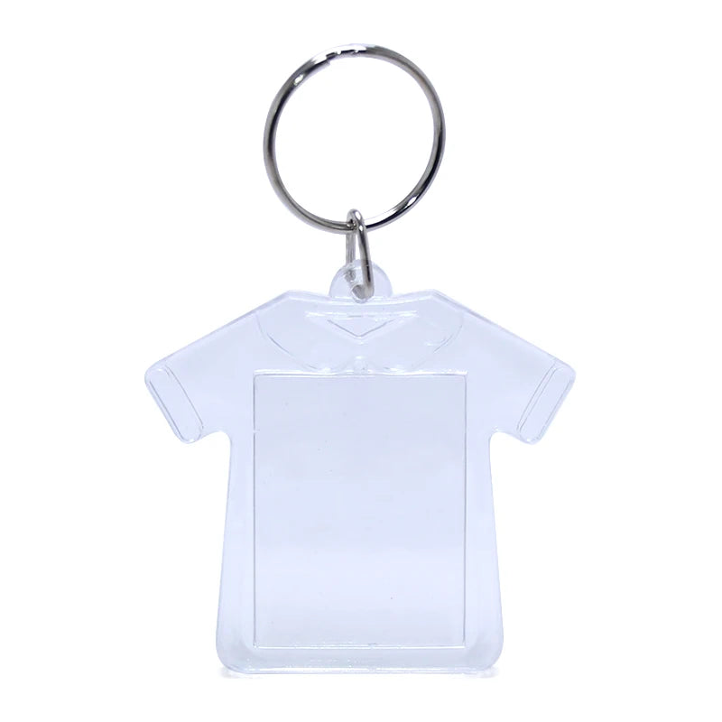 T-Shirt Plastic Insert Photo Picture Frame Keyring Holder Transparent Key Chain Fob DIY Key Ring Holder Acrylic Keychain Blanks