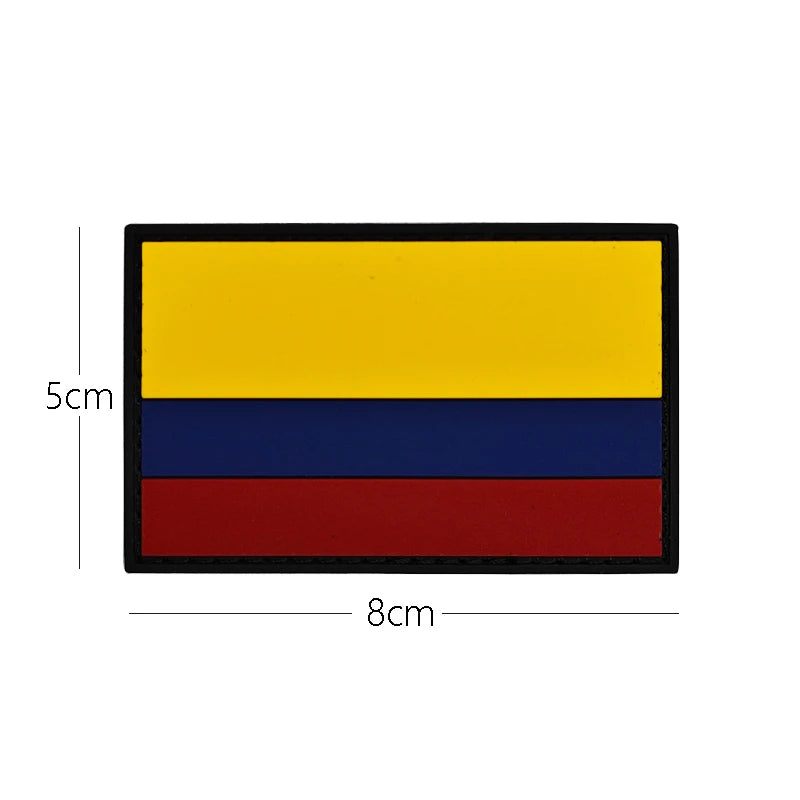 Colombian Flag Tactical Patch PVC Rubber Patches With Hook National Flag 8*5cm