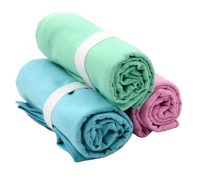 Microfiber Plain Beach Towel with Elastic Band Woven Plaid Design