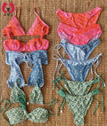 Designer Custom Asymmetry Swimwear Floral Print Tube Top Scoop Neck One-Shoulder 2 Bikini Set Lace Triangle Eco-Friendly Quick
