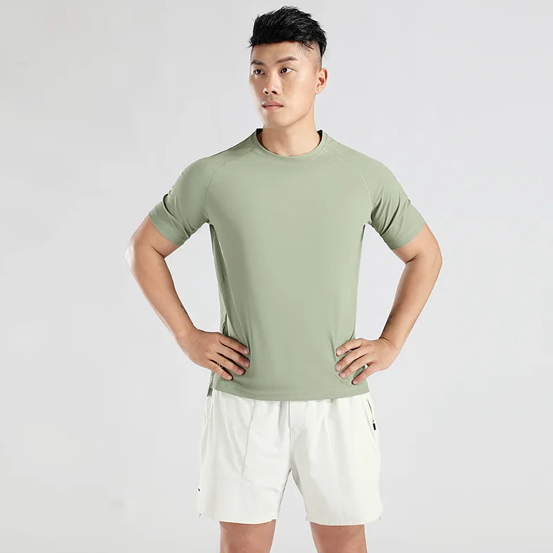 Custom Logo Men's Spandex/Polyester Eco-Friendly Breathable Plus Size Regular Fit Summer Reversible Short Sleeve Crew Neck 180g