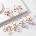 Simulation Sequin Conch Sea Shell Pearl Charm Keychain Travel Souvenir Love Heart Starfish Bag Handbag Pendant Key Chain Keyring