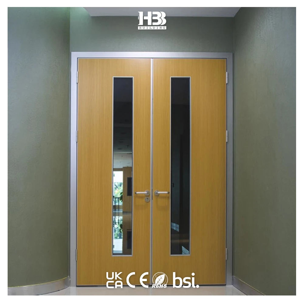 Certified Fire-Rated Melamine Wooden Interior Hospital Doors Patient Room Entry Swing Doors with Modern Style Finished Surface