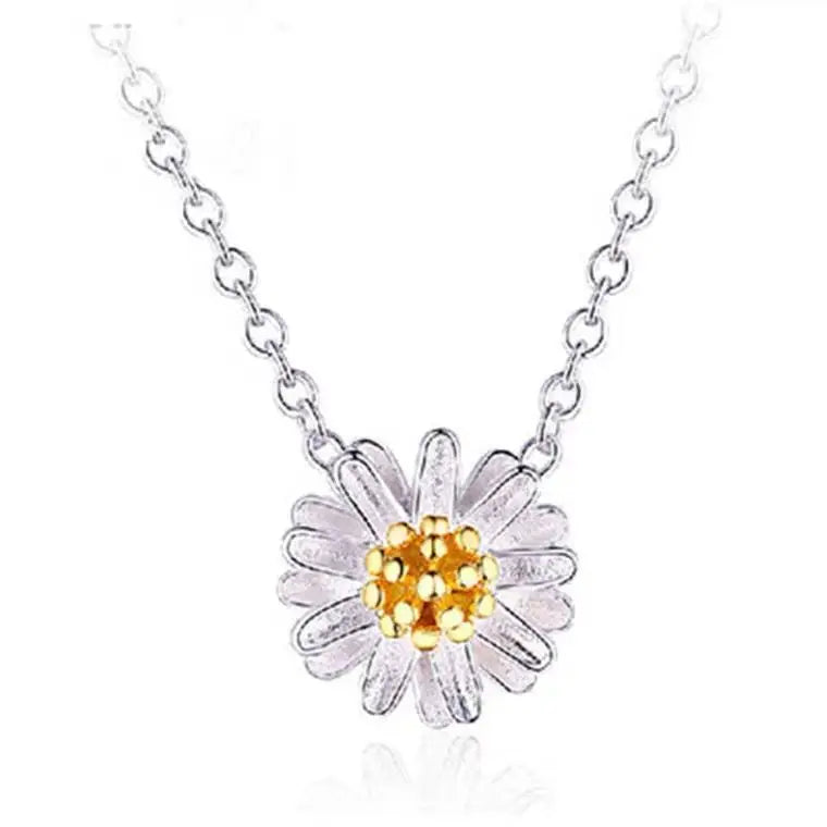 Factory Wholesale New Fashion 925 Silver Daisy Necklaces for Women Fashion Lady Festival Gift Jewelry