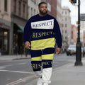 Oversized Men's Crew Neck Sweater Set Bright Color Respect Lettering Clothing Manufacturer Low Price Wholesale