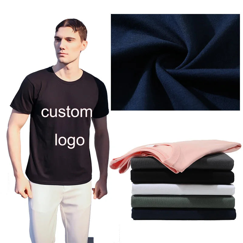 Hot Selling 280 GSM Mens Crewneck Pure Cotton Plain t Shirts Custom logo Printing Casual T-shirt for Men Bulk Wholesale
