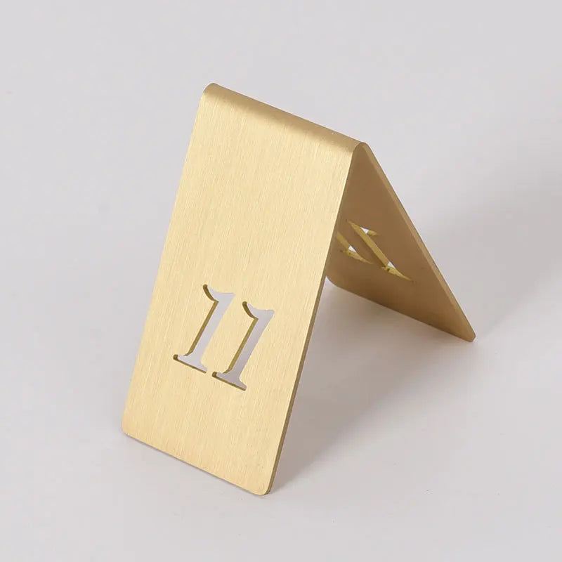 Custom Solid Brass Table Numbers Double-sided Tent Vertical Table Number Sign for Restaurant Hotel Wedding Reception